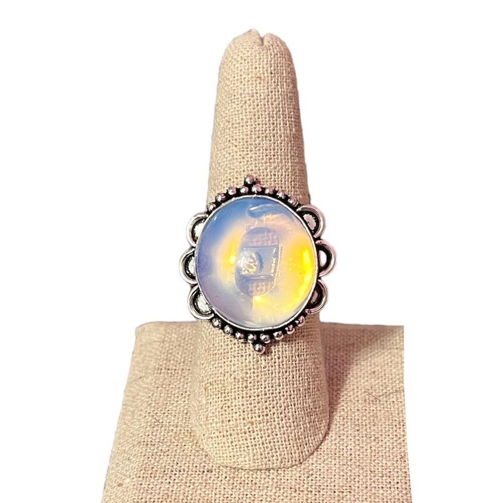 🤯5/$25🤯 NEW Large Sterling Silver Plated Clear Stone Ring Size 8.25
